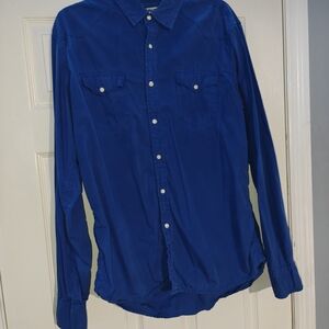 Men's Carbon Blue Athletic Fit Long Sleeve Shirt